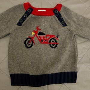 Hanna Andersson Grey Sweater with Red Motorcycle Knit
